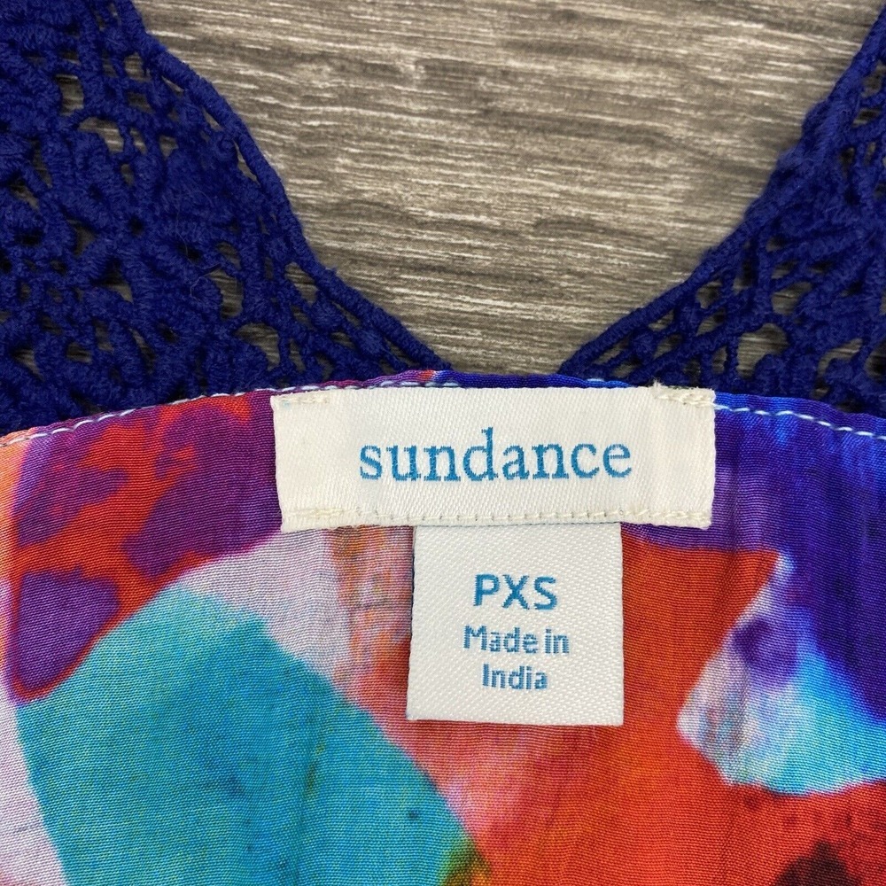 Sundance Maxi Dress Womens Size PXS Blue Floral Tropical Beachy Racerback Pocket - Picture 3 of 9